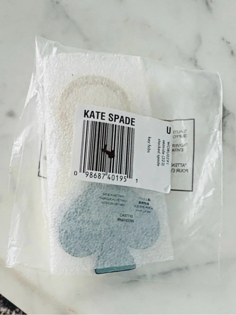 Kate Spade Seaside Stacked Spade Keyfob Chain Keychain Bag Charm - NWT